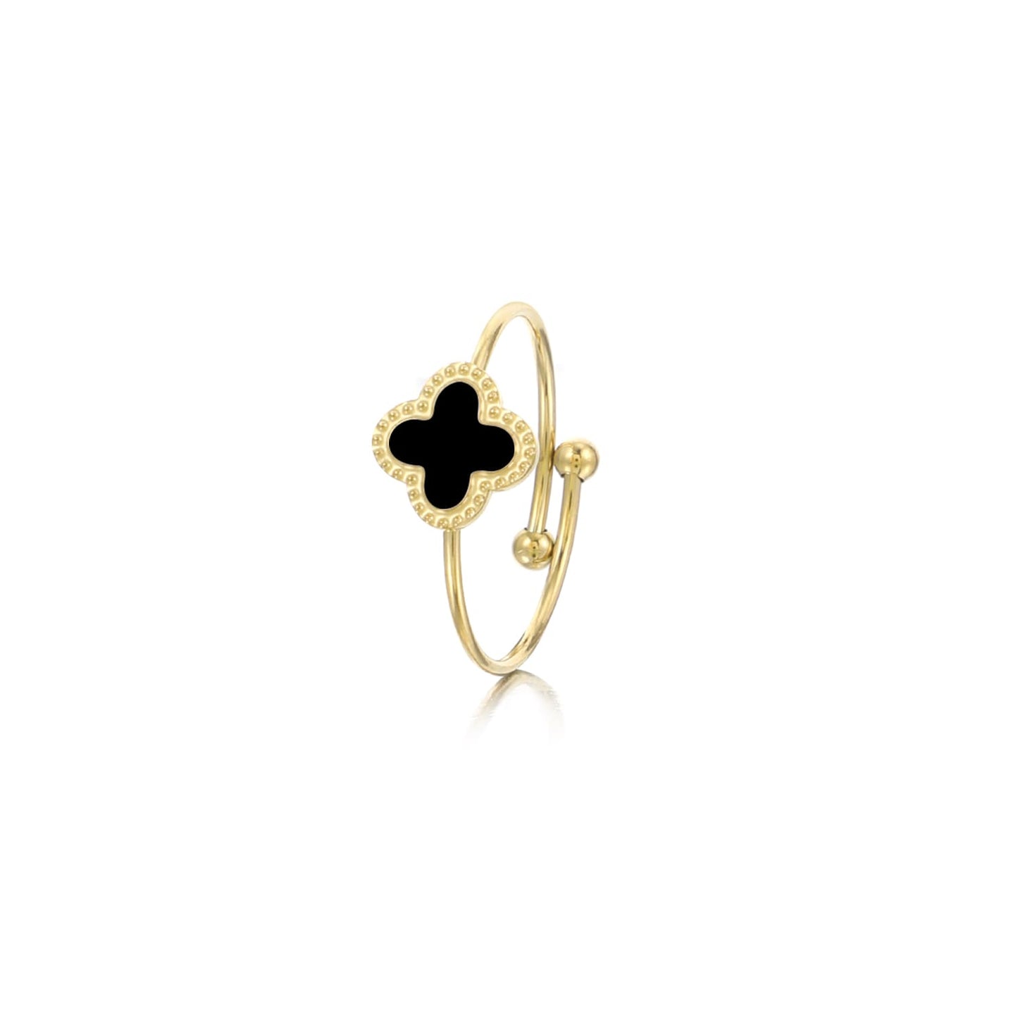 CloverFusion - Elegante Ring in Goud en Zwart