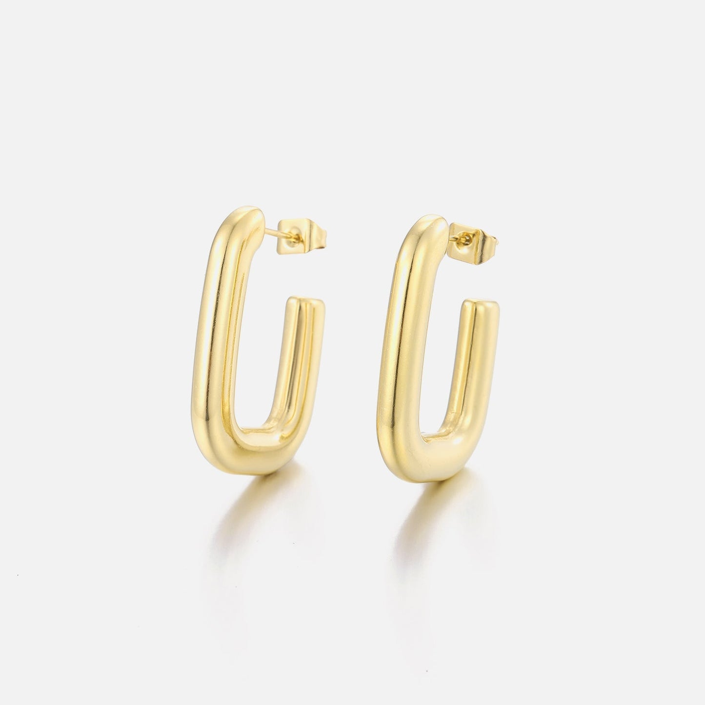 Elegante Gouden Rechthoekige Oorbellen - Chic Lijnen Collectie