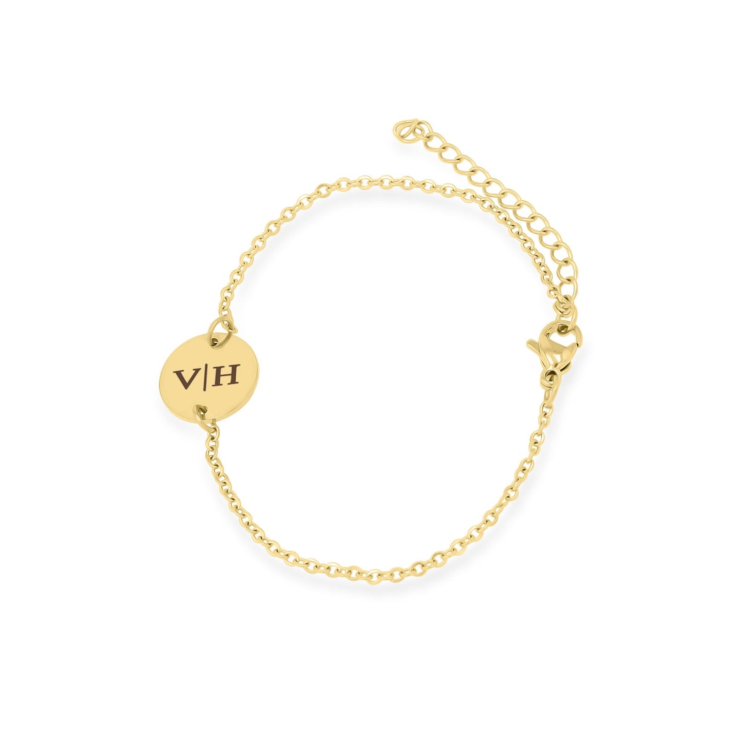 Persoonlijke Initialen Armband met Klassiek Muntontwerp - Graveerbaar in RVS