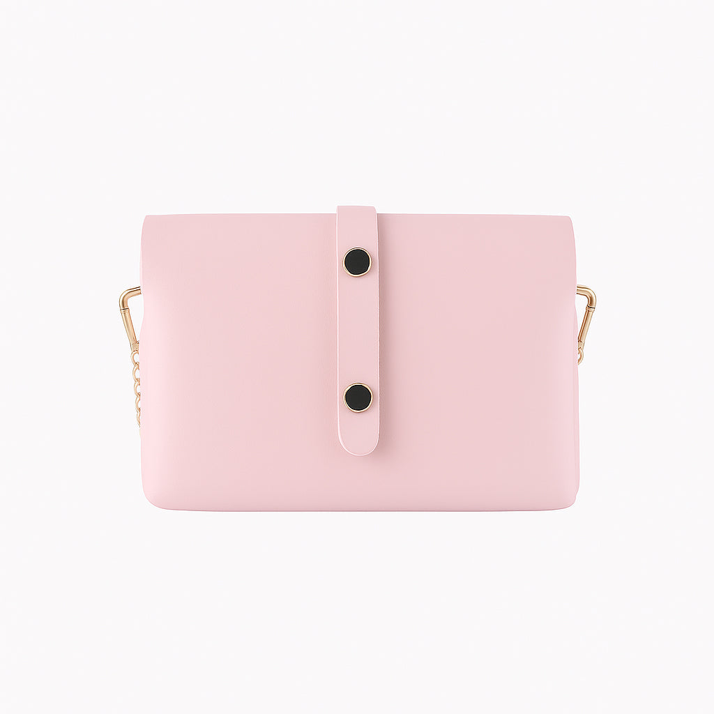 RB1001BJ | Small Bag in Genuine Leather Made in Italy with Removable Shoulder Strap and Shiny Gold Metal Closure Loop - Pink Color - Dimensions: cm 16.5 x 11 x 8-1
