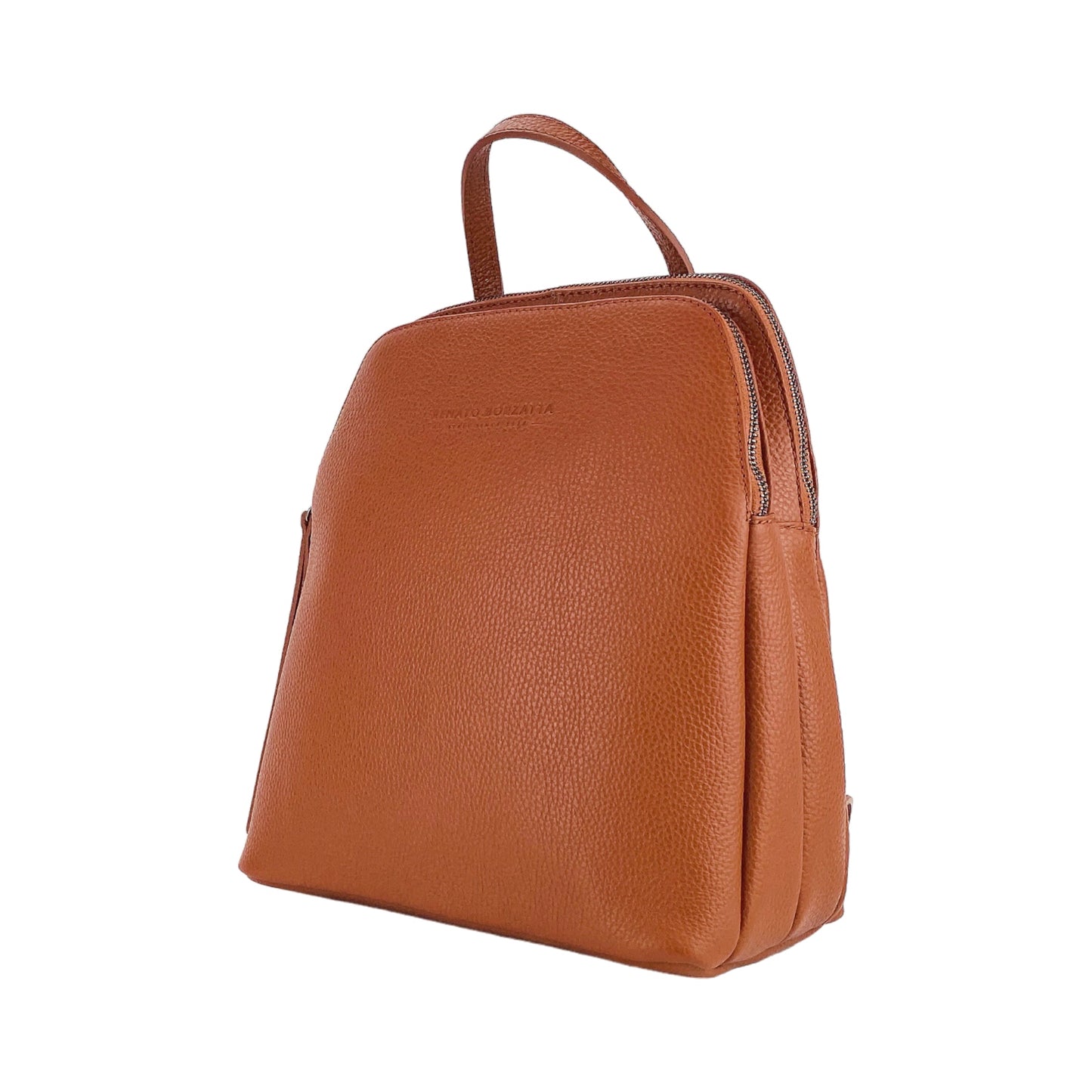 RB1018AM | Women's Backpack Double Compartment in Genuine Leather Made in Italy with Adjustable Shoulder Straps. Gunmetal Metal Accessories - Paprika Color - Dimensions: cm 26 x 30 x 14.5-1