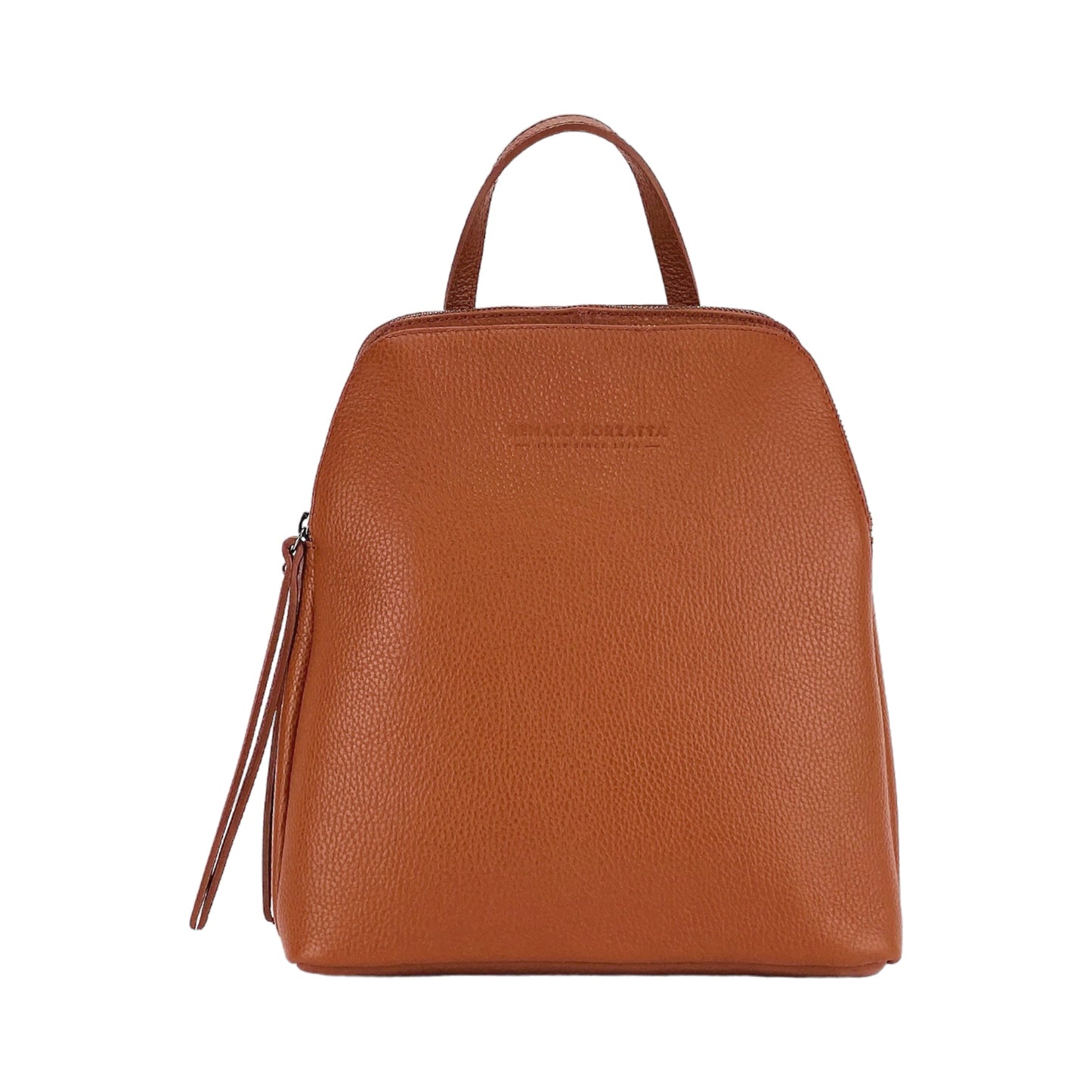 RB1018AM | Women's Backpack Double Compartment in Genuine Leather Made in Italy with Adjustable Shoulder Straps. Gunmetal Metal Accessories - Paprika Color - Dimensions: cm 26 x 30 x 14.5-2