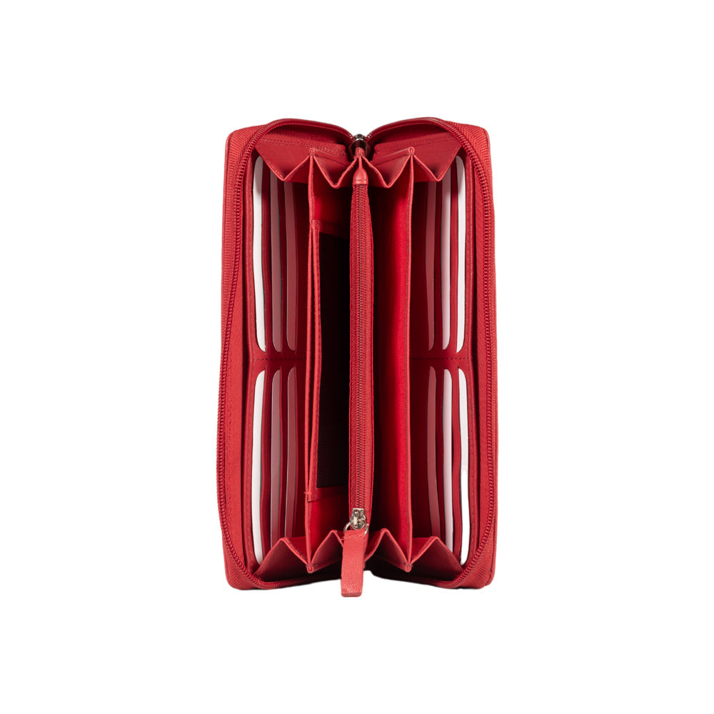 RB12080V | Women's Wallet in Genuine Full Grain Leather, with Light Grain. Red Color. RFID Protection. Dimensions: 20 x 10 x 2.5 cm. Packaging: Gift box bottom/lid-1