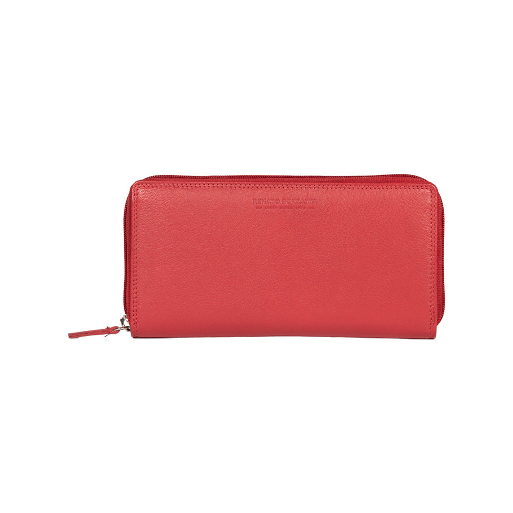 RB12080V | Women's Wallet in Genuine Full Grain Leather, with Light Grain. Red Color. RFID Protection. Dimensions: 20 x 10 x 2.5 cm. Packaging: Gift box bottom/lid-2
