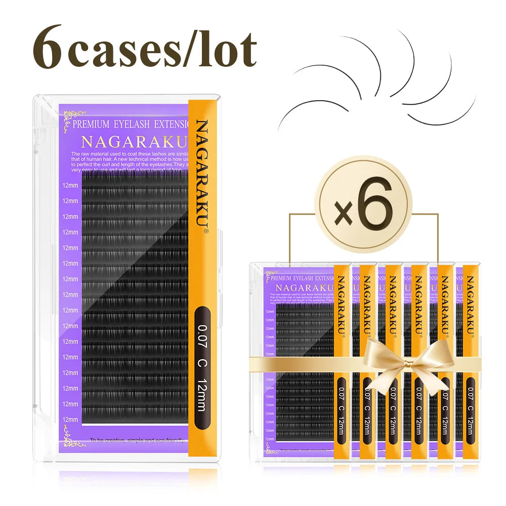 NAGARAKU Compleet Set van 6 Cases - C, D, CC, DD Krul Nepmink Wimpers - Prachtige Individuele Nepwimpers voor een Prachtige Uitstraling!
