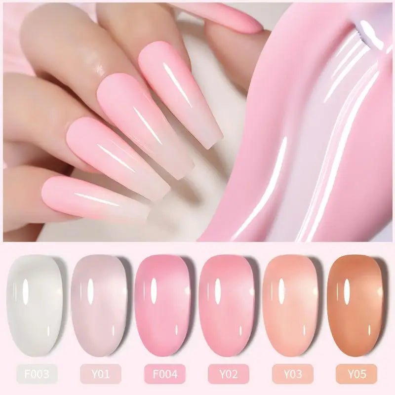 LILYCUTE 6-Delige Dromerige Jelly Roze Nude Gel Nagellak Set - 7ml Semi-Permanente Soak Off voor Verbluffende Nagelkunst Manicures