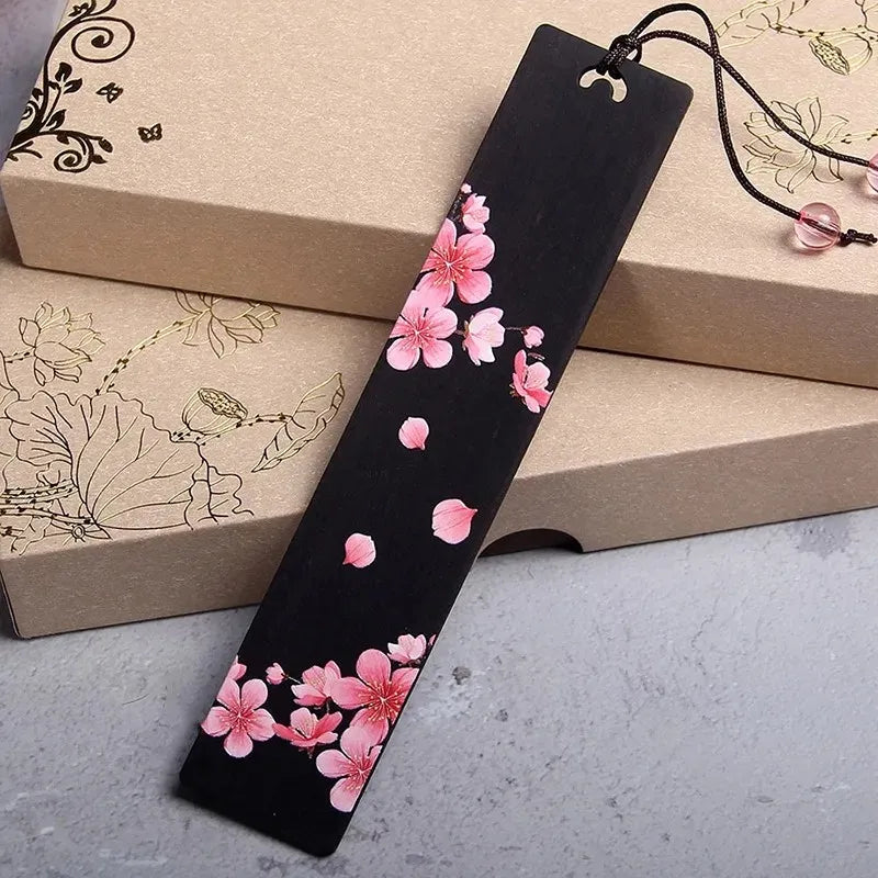 Elegante Handgemaakte Sakura Bloesem Houten Boekenlegger - Een Uniek Door China Geïnspireerd Cadeau voor Lezers en Studenten