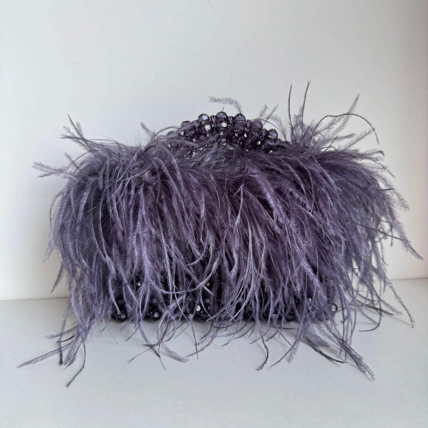 Chic Parelsnoer & Veer Bont Handtas - Designer Acryla Kristallen Doos Tote voor Dames, Handgemaakte Elegantie voor Feesten