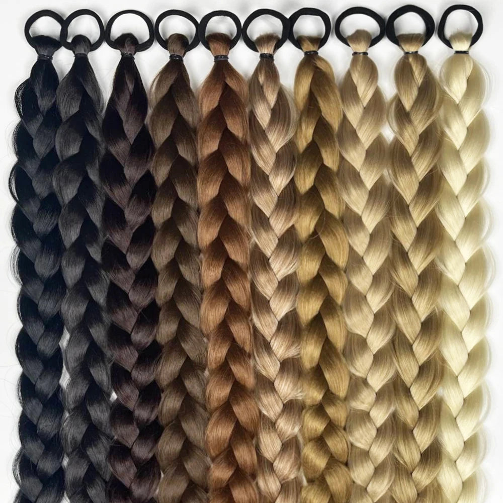 Luxe 24-Inch Synthetische Lange Twist Vlecht Paardestaart Extensions met Rubberband - Perfect voor Dagelijkse Styling en Boksliefhebbers