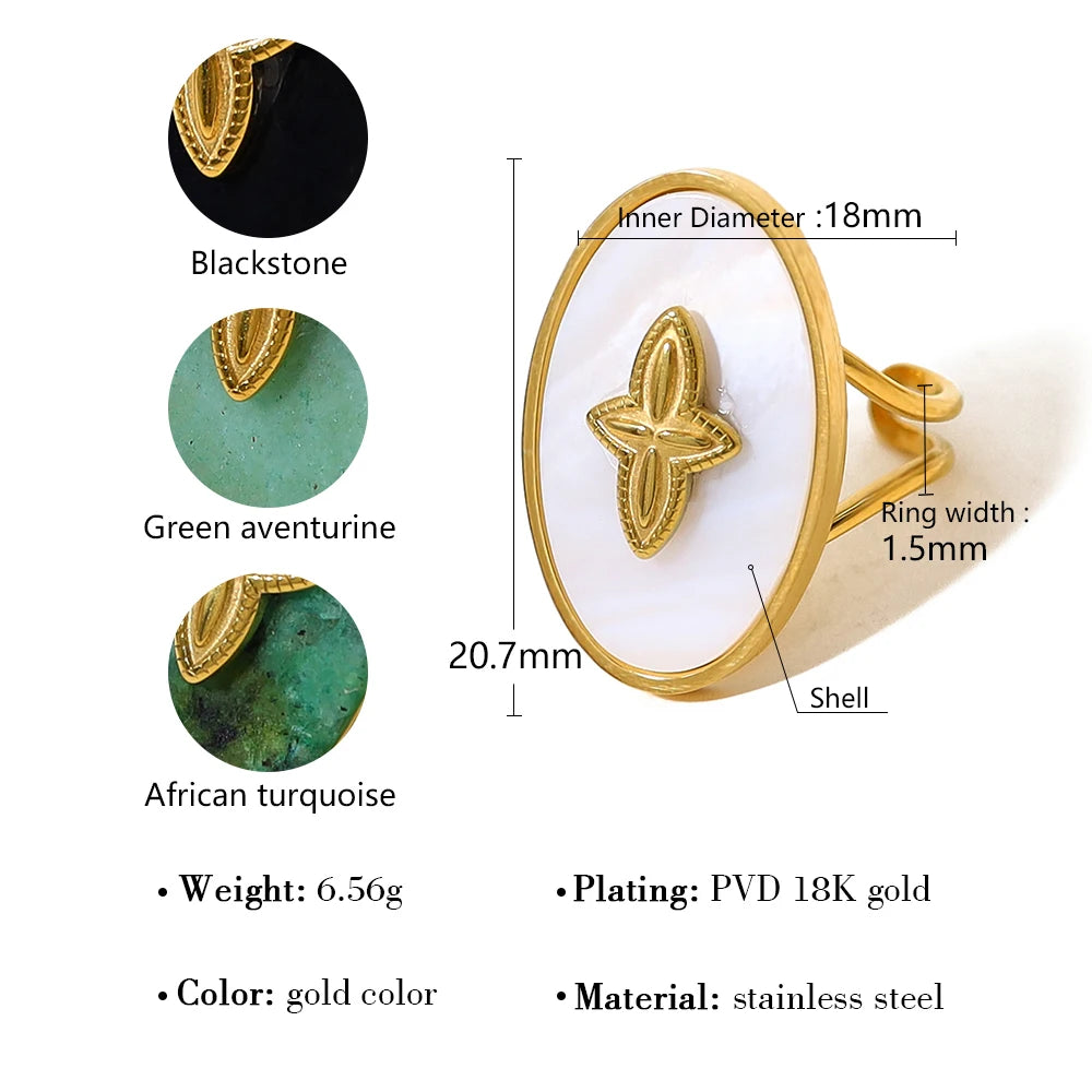 Omarm je Wilde Spirit: 2024 Nieuwe Rvs Ringen voor Vrouwen – Vintage Natuurlijke Steen Luxe Statement Sieraden, Waterdicht en Stylish!