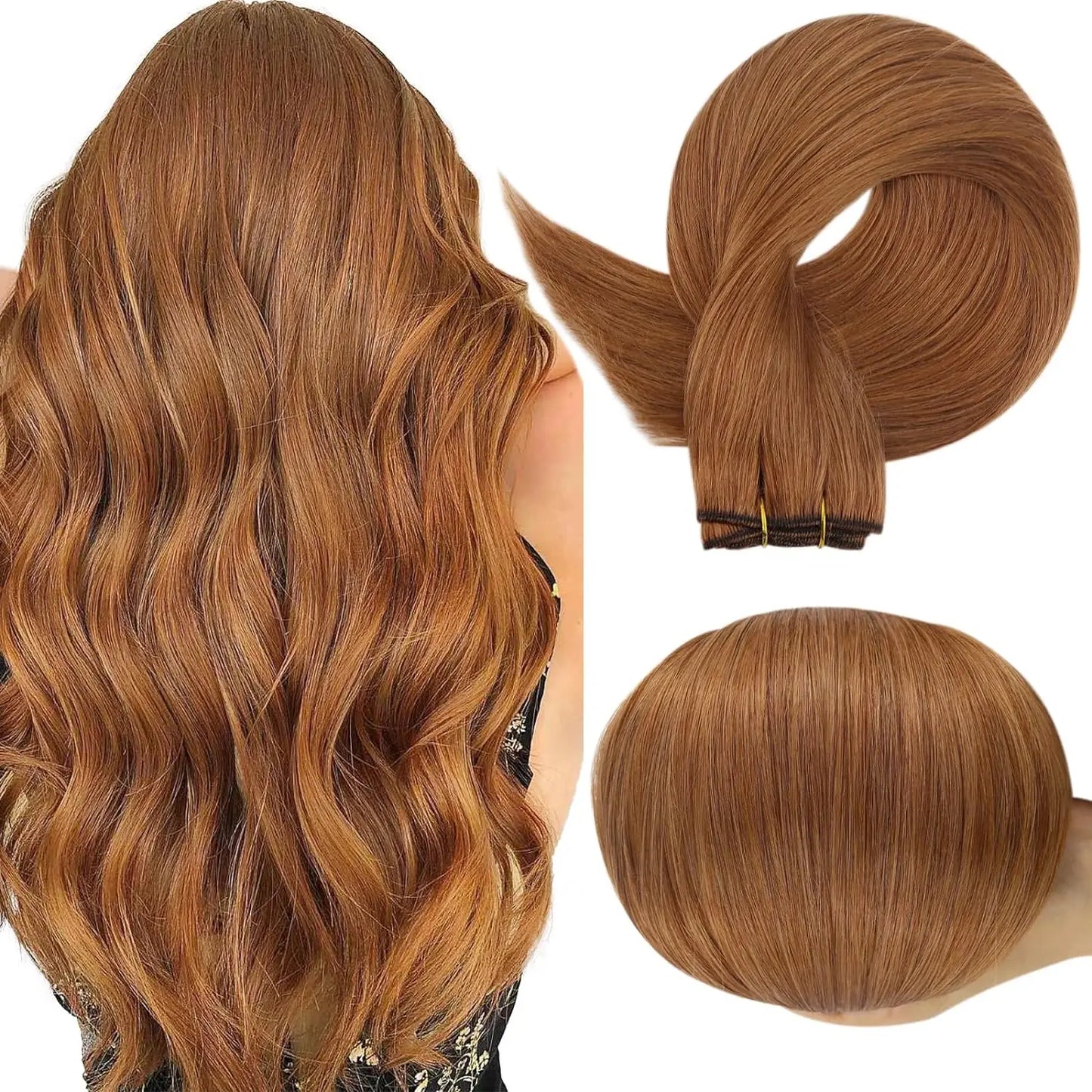 Verander Je Uiterlijk met Full Shine Ombre Blonde Menselijk Haar Weft Extensions - Zijdeachtig Steil 100g Remy Skin Dubbele Weft Bundels voor een Perfecte Salonafwerking!
