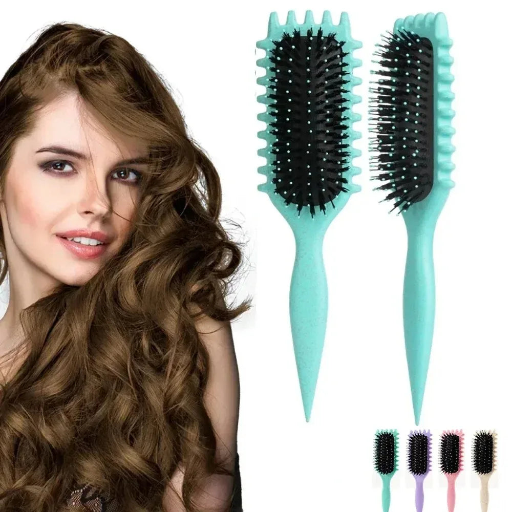Stijlvolle Vrouwen Holle Krullende Haarkam - Multifunctionele Scalp Massager & Antistatische Fluffy Borstel voor Perfecte Hairstyles