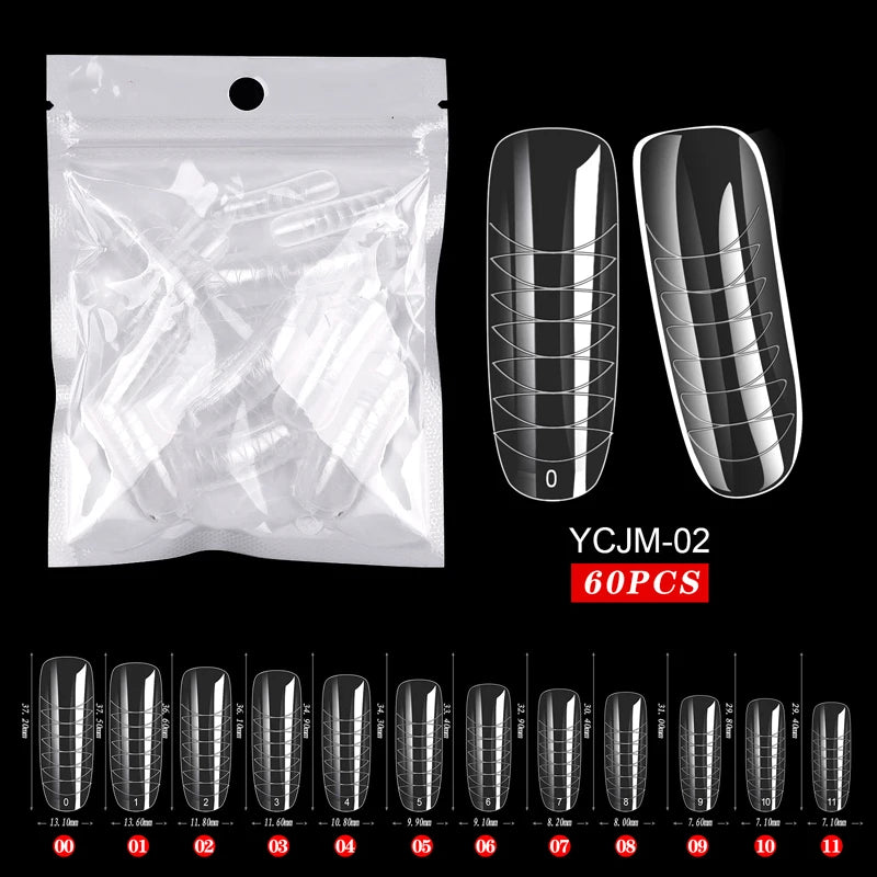 60 stuks Nagelverlengingsvormen voor Snelle UV Gel Polish Toepassing - Perfect voor Acrylnagels en Valse Nagelkunst met Dual System Manicure Accessoires!