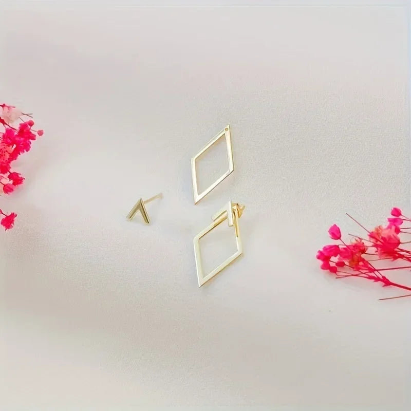 Chic Retro Minimalistische Geometrische Vierkante Afneembare Driehoek Stud Oorbellen - Perfecte Mode Accessoires voor Vrouwen & Ideale Feestcadeaus!