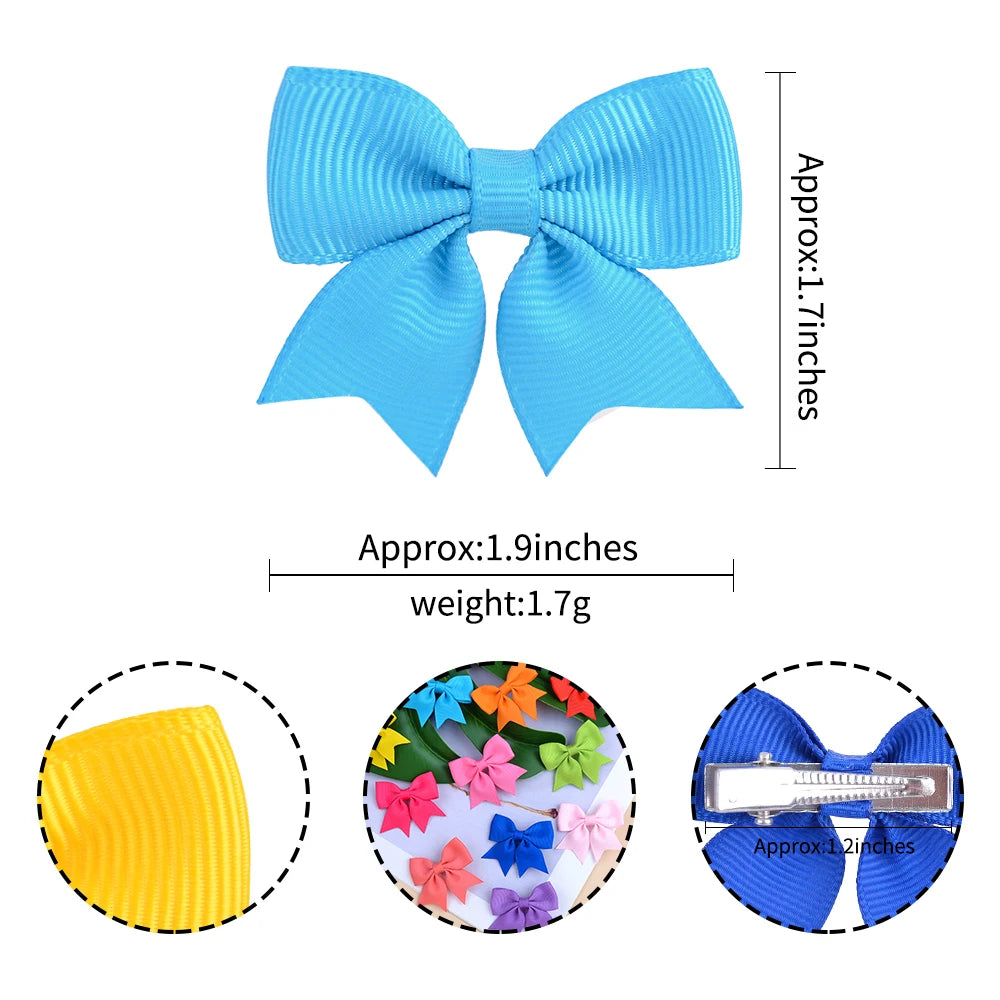 Charmante 10-delige set van 1,9'' effen kleur lint haarclips voor meisjes – Schattige handgemaakte strik mini haarspeldjes voor stijlvol haaraccessoires!