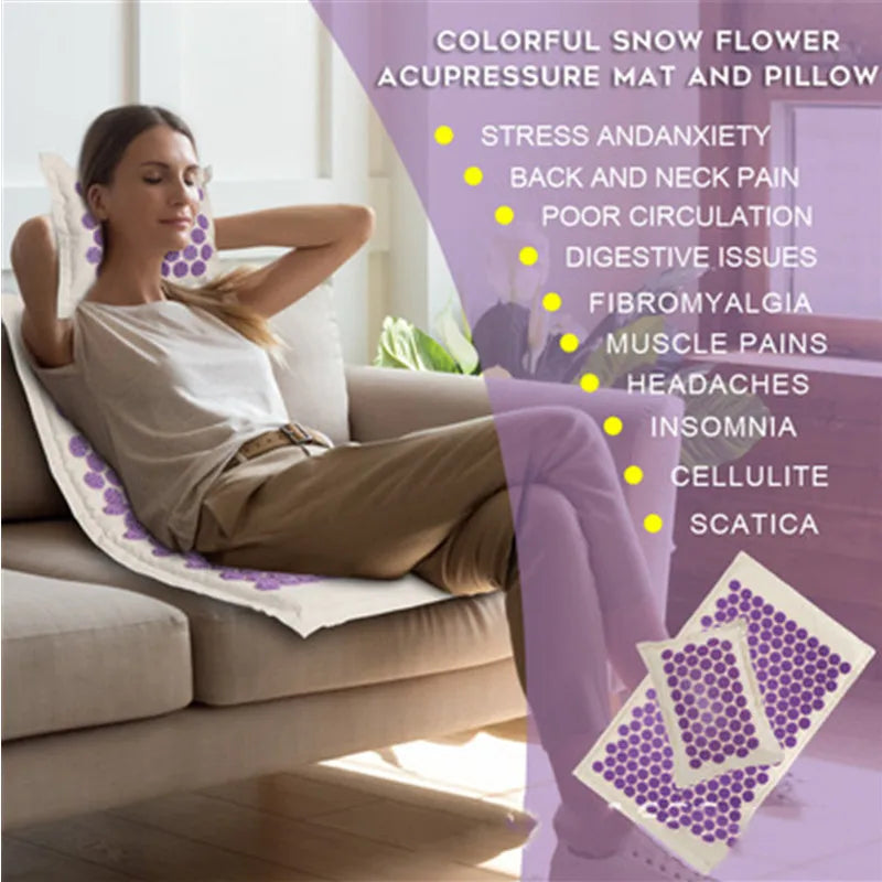 Ervaar Ultieme Ontspanning met onze Natuur Linnen Kokosnoot Palm Massage Yoga Mat & Sportkussen Set – Compleet met Lotus Spike Acupressuur Kussen en Handige Draagtas!
