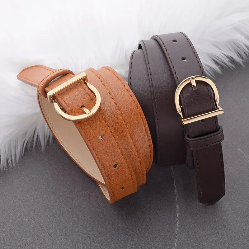 Chique Dames Dunne Riem met Modele Gesp - Luxueus Zacht PU Leer Perfect voor Cargo Broeken en Jeans, Winddicht Ontwerp