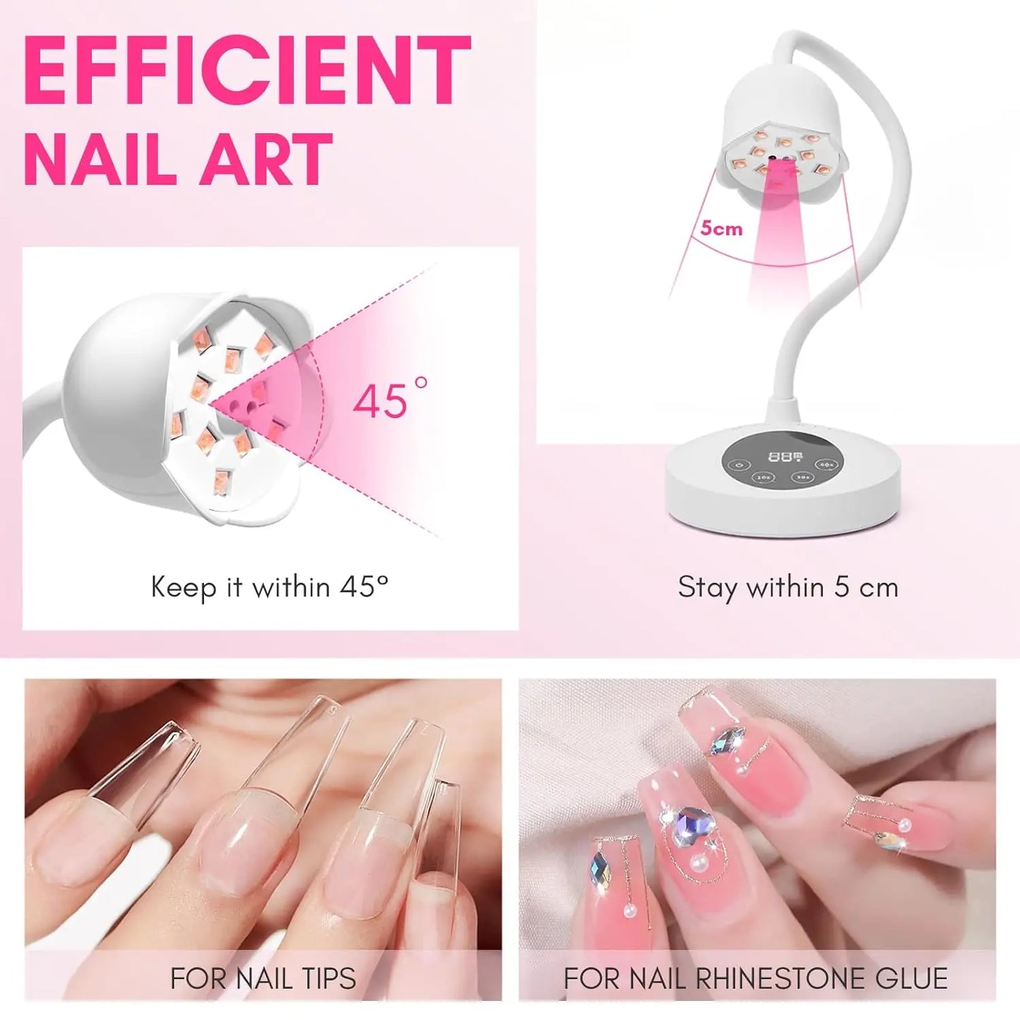 Makartt 10W Oplaadbare UV Nagellamp met Sensor - Draagbaar LED Licht voor Snelle Acrylnagelverlengingen en Gelpolish Uitharden