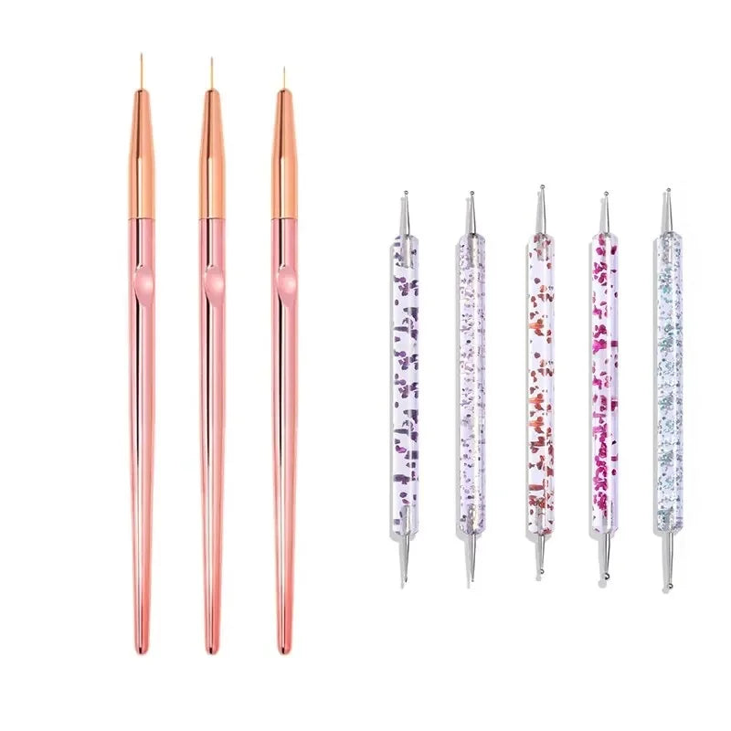 Ultimatieve Nail Art Penseelset: 5 of 20 Professionele Ontwerptools voor Indrukwekkend Schilderen, Tekenen en Dots - Perfect voor Manicures!