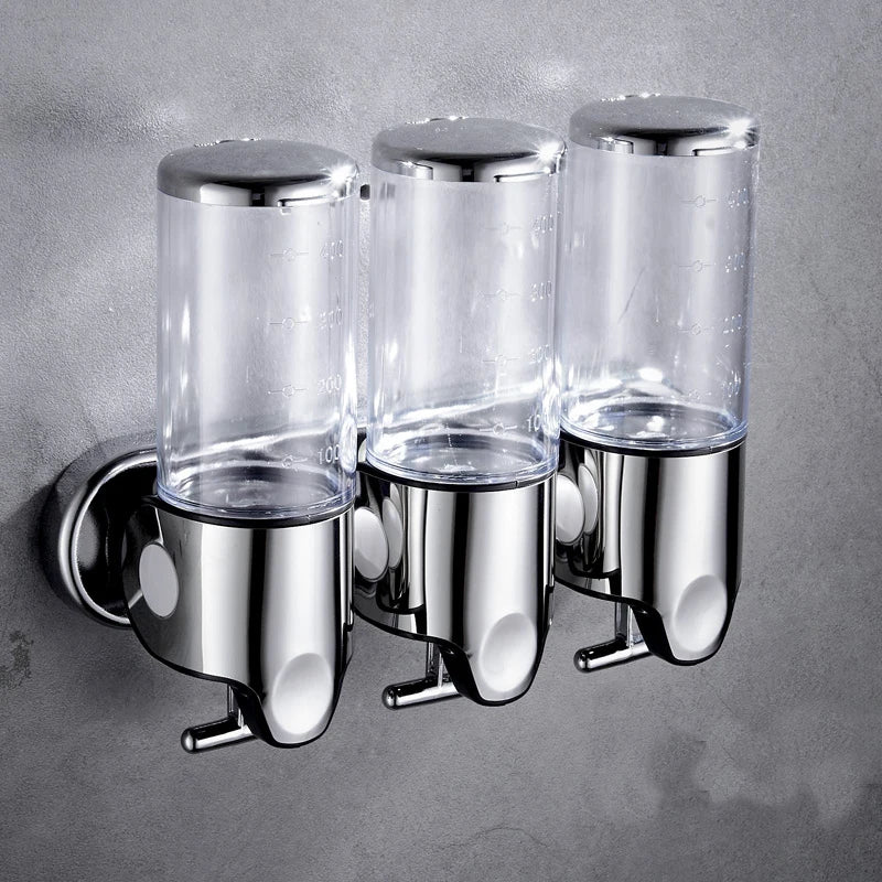 Stijlvolle wandgemonteerde vloeibare zeepdispenser voor de badkamer - Kies voor één, twee of drie compartimenten voor zeep, shampoo en douchegel