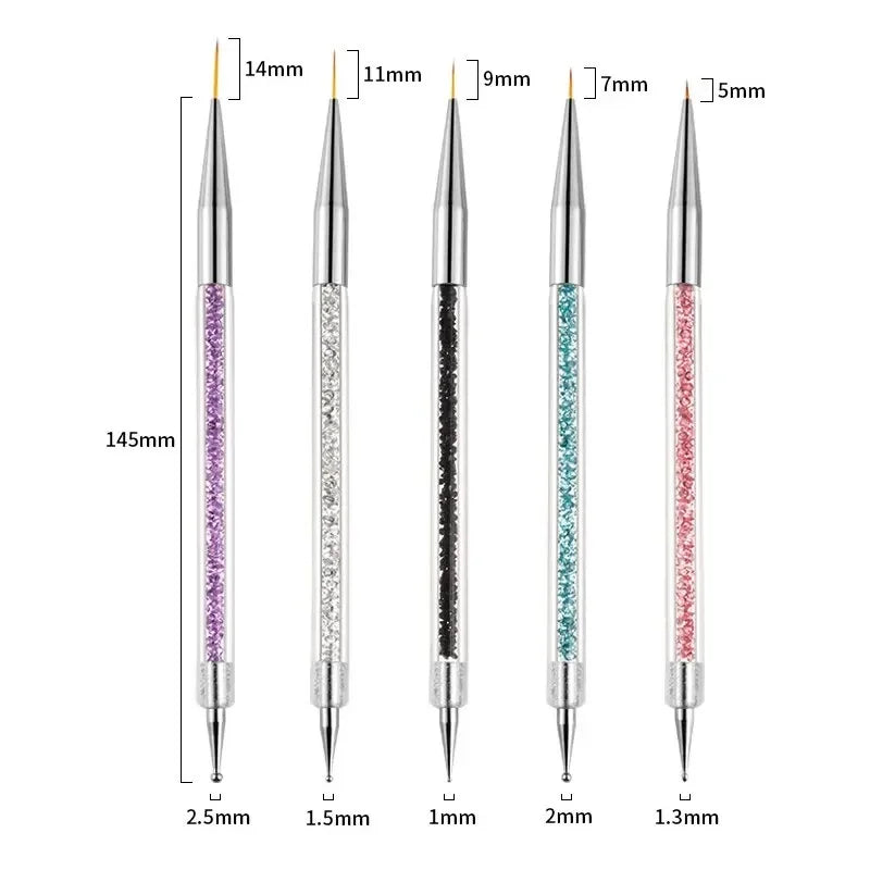 Ultimatieve Nail Art Penseelset: 5 of 20 Professionele Ontwerptools voor Indrukwekkend Schilderen, Tekenen en Dots - Perfect voor Manicures!