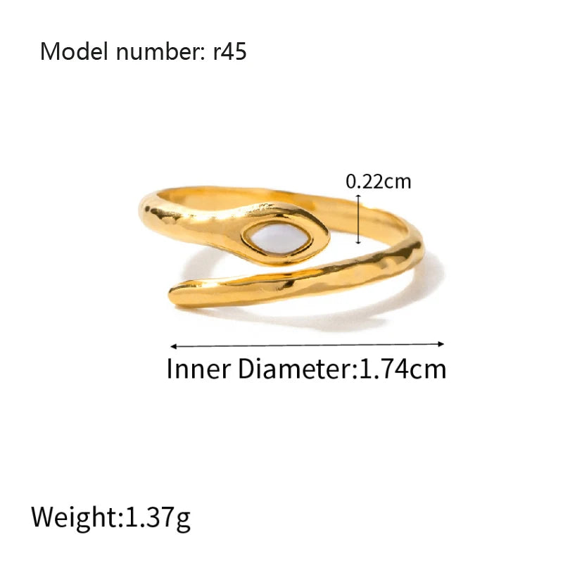 2025 Retro Hollow Zirconringen voor Vrouwen – Luxe Gouden Slangontwerp Trendsettende RVS Sieraden