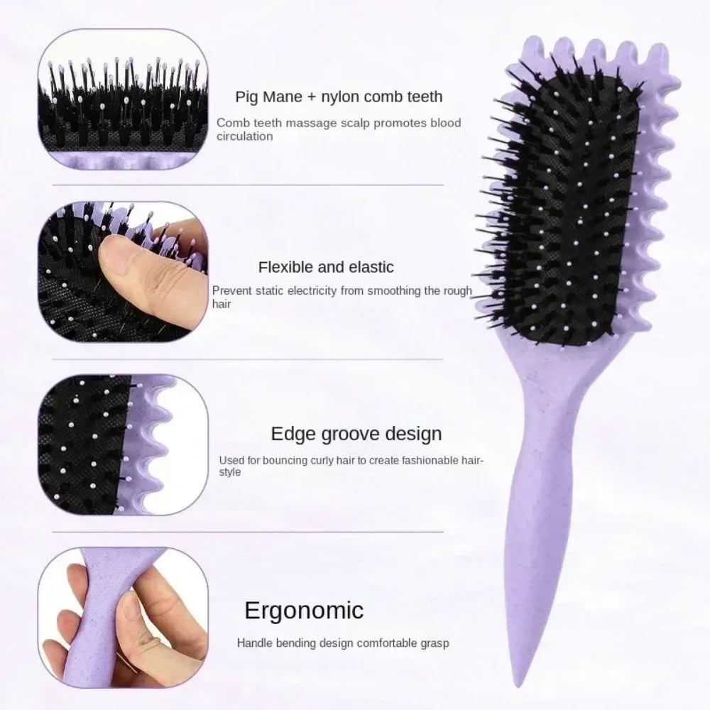 Stijlvolle Vrouwen Holle Krullende Haarkam - Multifunctionele Scalp Massager & Antistatische Fluffy Borstel voor Perfecte Hairstyles