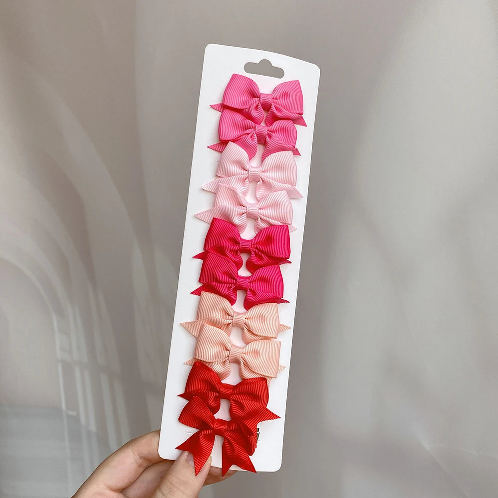 Charmante 10-delige set van 1,9'' effen kleur lint haarclips voor meisjes – Schattige handgemaakte strik mini haarspeldjes voor stijlvol haaraccessoires!