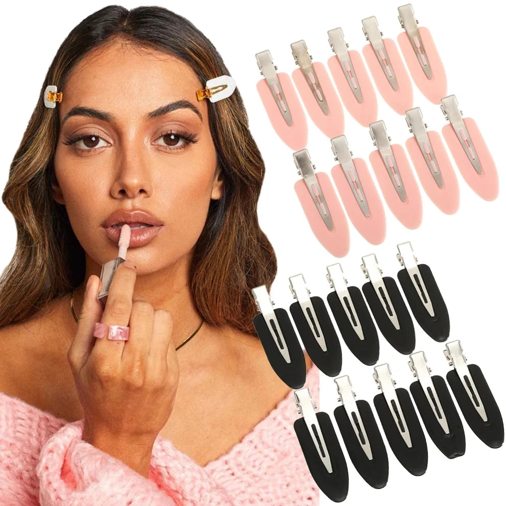 Stylische 10-delige No-Bend Naadloze Haarclipset voor Moeiteloze Zijbangs en Make-up Voorbereiding – Perfecte Haarspeldjes voor Vrouwen en Meisjes!