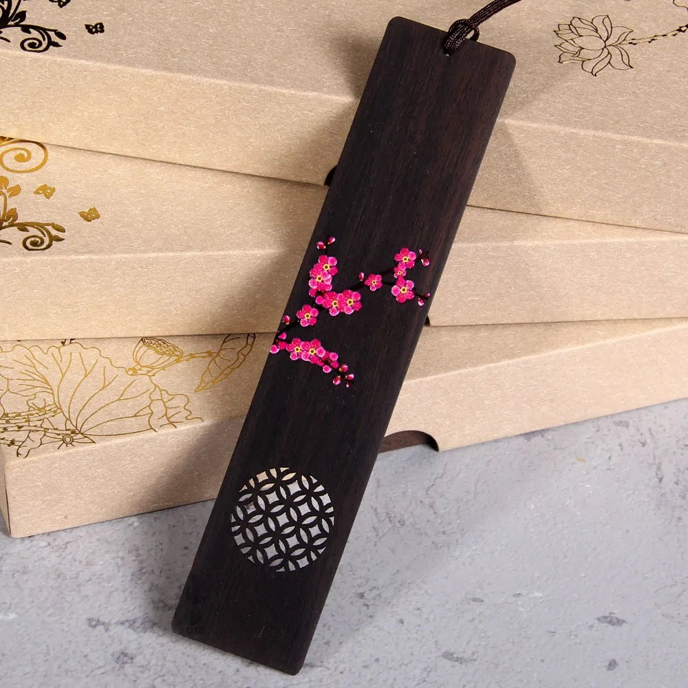 Elegante Handgemaakte Sakura Bloesem Houten Boekenlegger - Een Uniek Door China Geïnspireerd Cadeau voor Lezers en Studenten