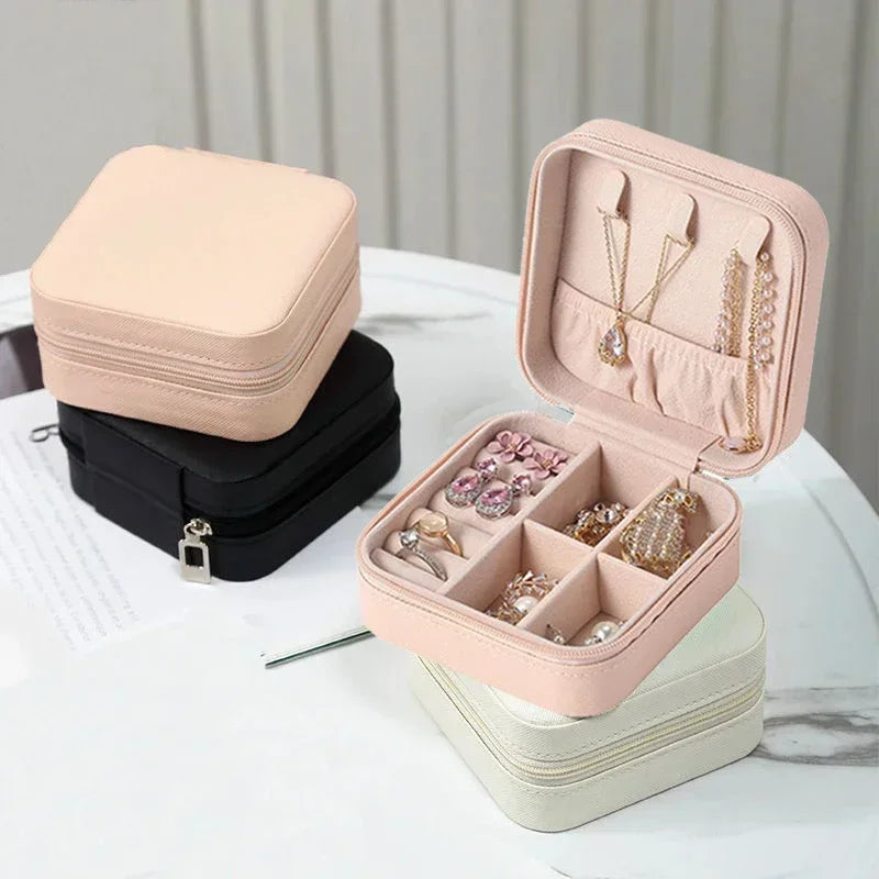 Elegante Draagbare Leren Sieraden Organiser & Reisdoos - Perfect om Je Schatten Veilig en Stylistisch te Houden!