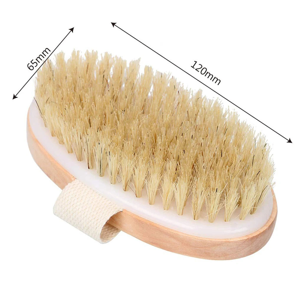 Luxueuze Exfoliërende Houten Duschborstel met Natuurlijke Haren – Perfect voor Spa-achtige Huidverzorging, Ideaal voor Mannen en Vrouwen, Geschikt voor Nat of Droog Gebruik