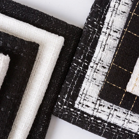 Wool Tweed Fabric Plaid Woven Tweed for Coat Dress Sewing Autumn Winter DIY Clothing Fabric