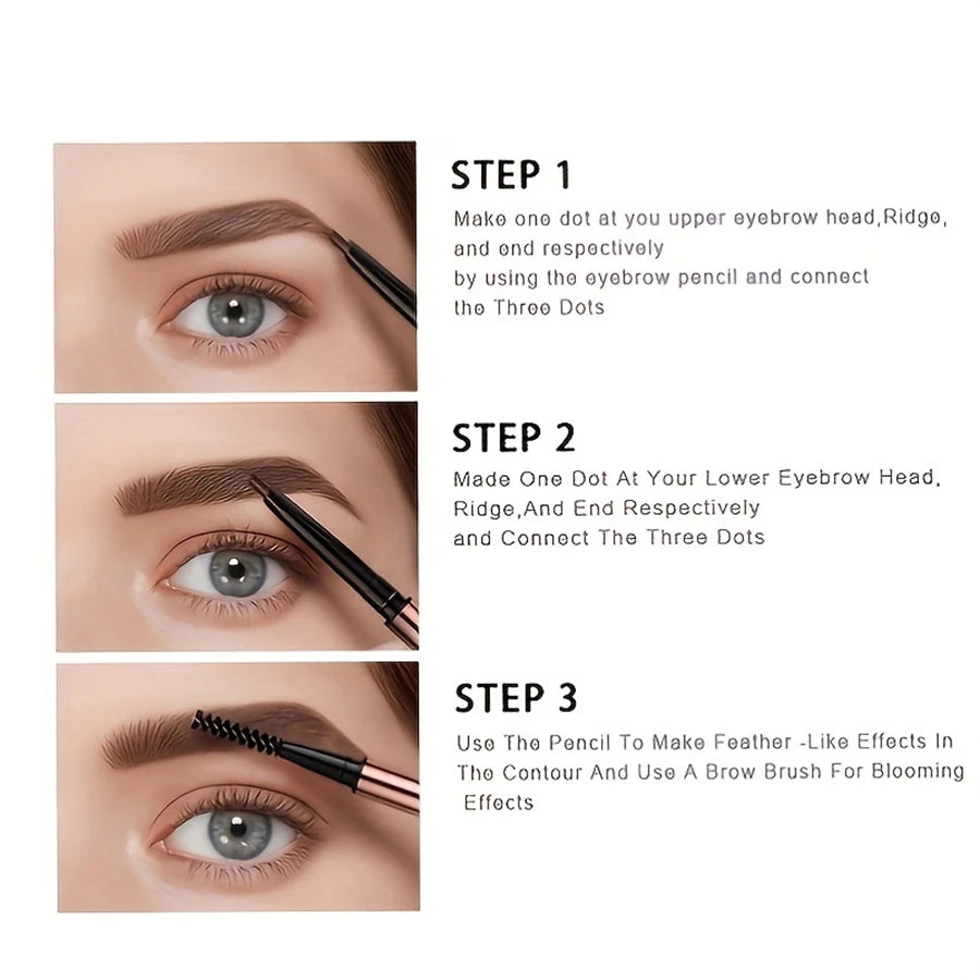 Vlekbestendige Waterdichte Matte Oogbrowpen - Dubbelzijdige Langdurige Bruine Tint met Precisiekwast voor Perfecte Wenkbrauwen!