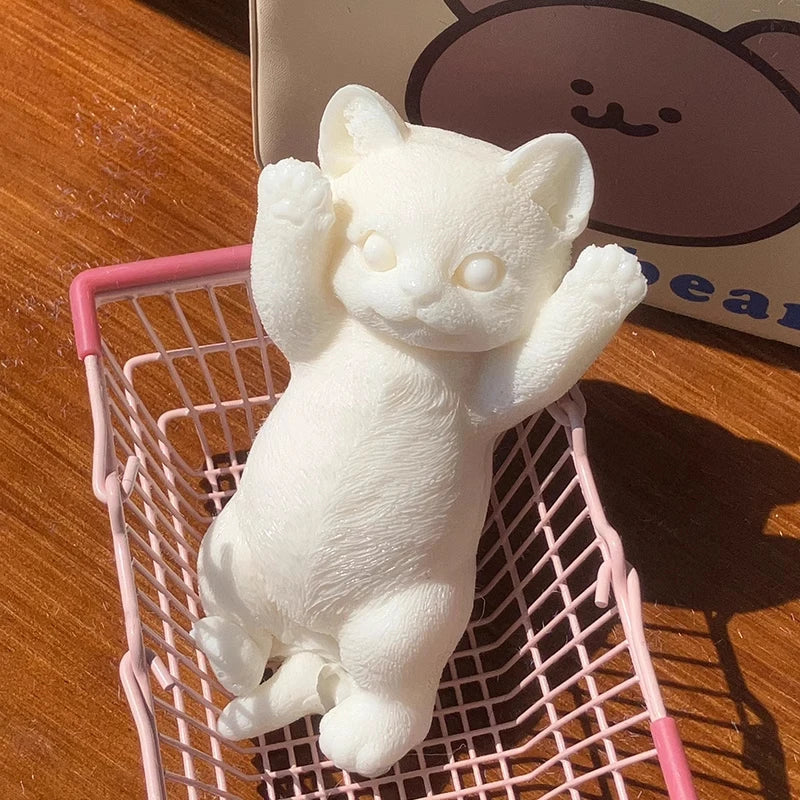 Schattige Jumbo Kitty Kat Taba Siliconen Pluche Speelgoed - Handgemaakte Squeeze Mochi voor Stressverlichting & Ontspanning - Perfect Cadeau voor Kattenliefhebbers!