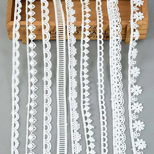White Lace Trim Milk Silk Water Soluble Embroidery Ribbon Sewing Trim for Clothing DIY Crafts 1–4cm 5 Yards