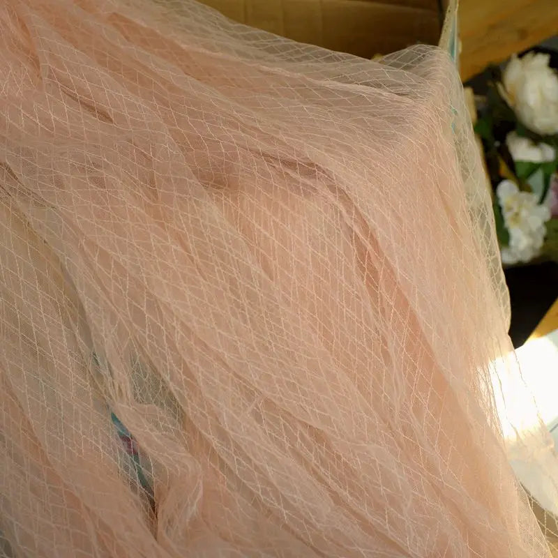 Thin Tulle Veil Fabric 150cm Wide Grid Mesh Lace with Gold Silver Thread for Sewing DIY Dress Decoration