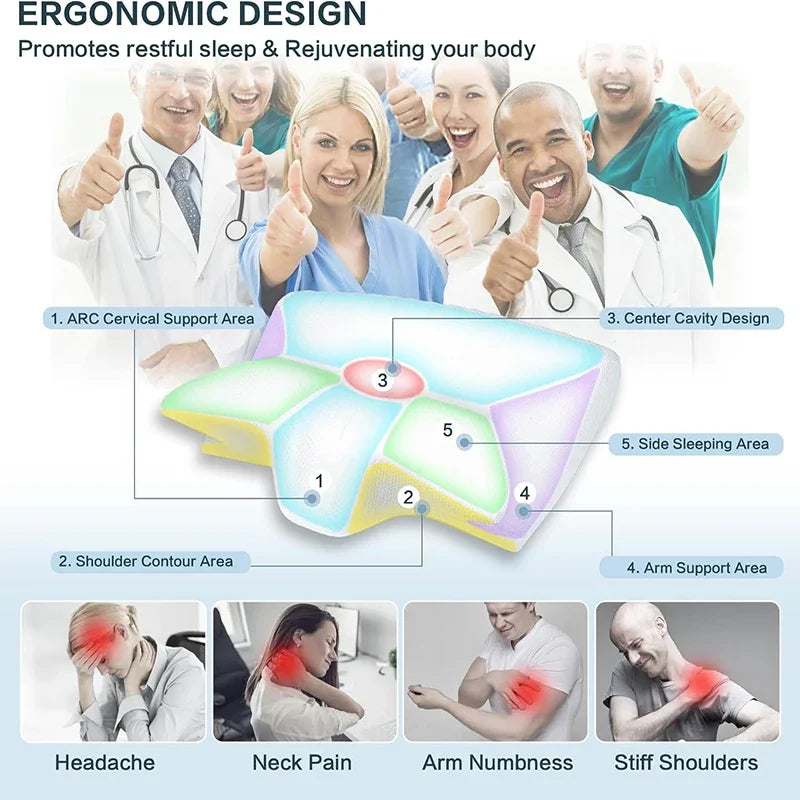 Deluxe 2-in-1 Ergonomisch Geheugenfoam Cervicale Kussen voor Ultieme Nekpijnverlichting - Gecontourd Orthopedisch Steunkussen