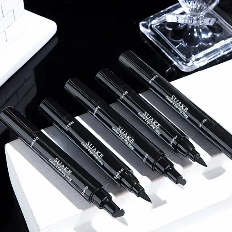 Dubbelzijdige Waterproof Winged Stempel Vloeibare Oogliner & Potlood - Sneldrogende Zwarte Oogliner voor Moeiteloze Make-up Perfectie