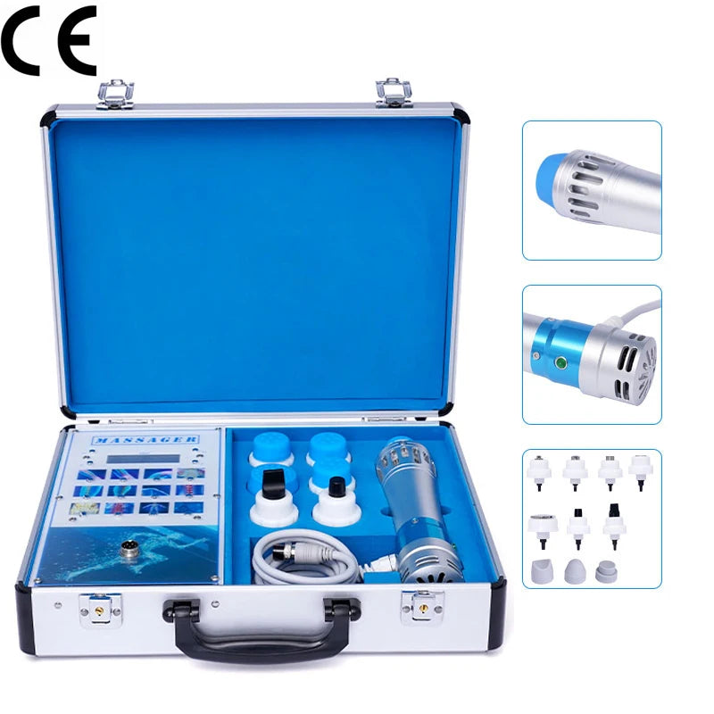 Ultieme Spiermassager met 7 Veelzijdige Koppen - Shockwave Therapie Apparaat voor ED Behandeling en Pijnverlichting - Geavanceerd Ballistisch Fysiotherapie Hulpmiddel
