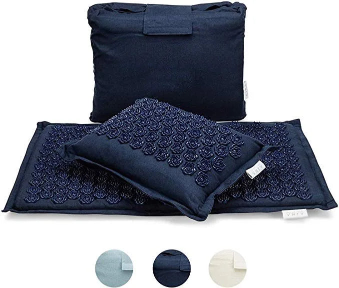 Ervaar Ultieme Ontspanning met onze Natuur Linnen Kokosnoot Palm Massage Yoga Mat & Sportkussen Set – Compleet met Lotus Spike Acupressuur Kussen en Handige Draagtas!
