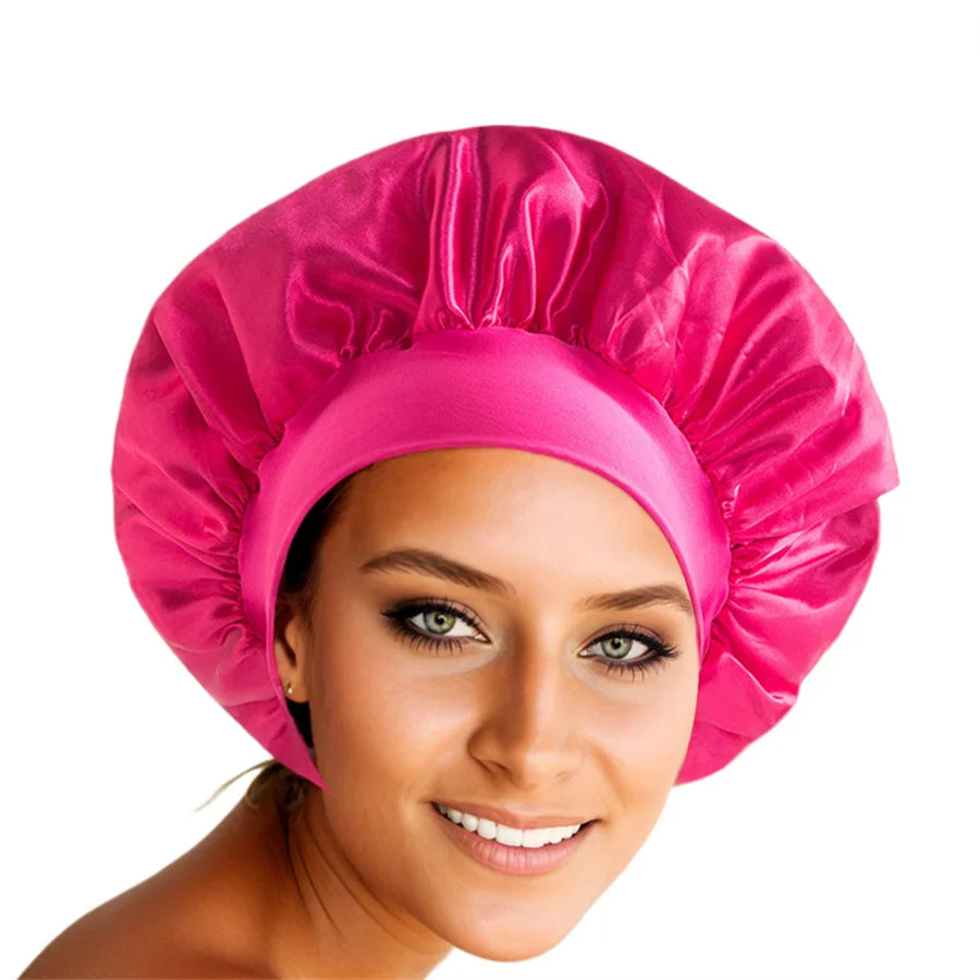 Luxueuze Extra Grote Zijde Bonnet voor Vrouwen met Brede Rand - Stijlvolle en Comfortabele Slaapmuts voor Dagelijks Gebruik