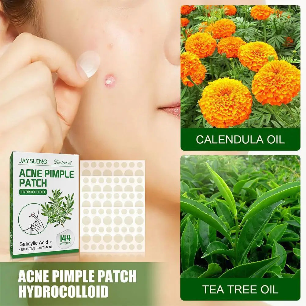 144 Heldere Acne Puistpleisters met Hydrocolloïd, Versterkt met Salicylzuur en Tea Tree Olie om Ontstoken Uitbarstingen te Kalmeren en Witte Punkten te Verbeteren