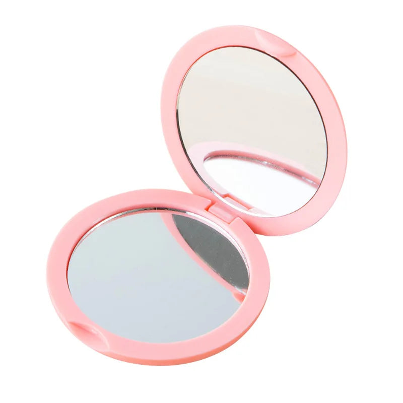 Compact Dubbelzijdige Handheld Make-up Spiegel - Vouwbare Ronde Reisessentieel voor Schoonheids- en Cosmetische Bijwerkingen