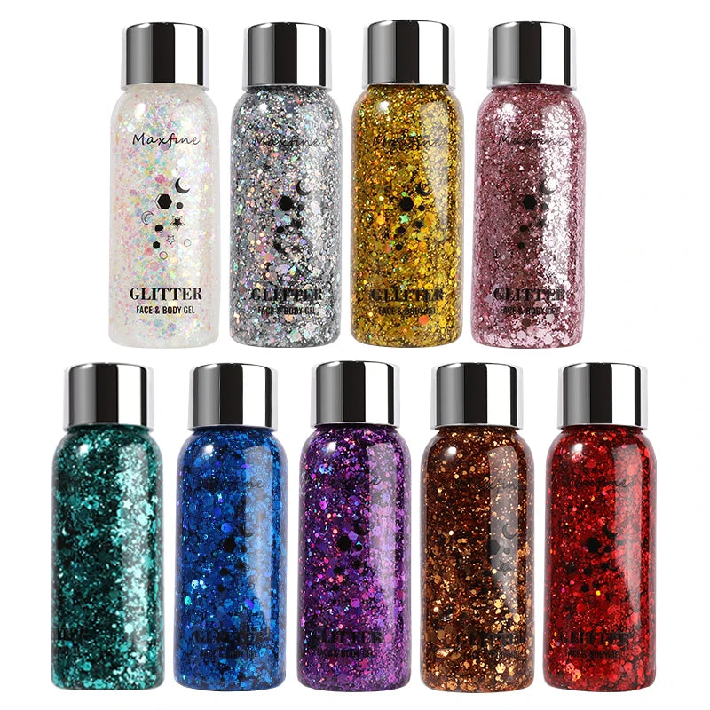 Multifunctionele Lichaams- en Gezichtsglittergel - Langdurige, Waterdichte Oog- en Haartinten voor Feest- en Podiumglamour