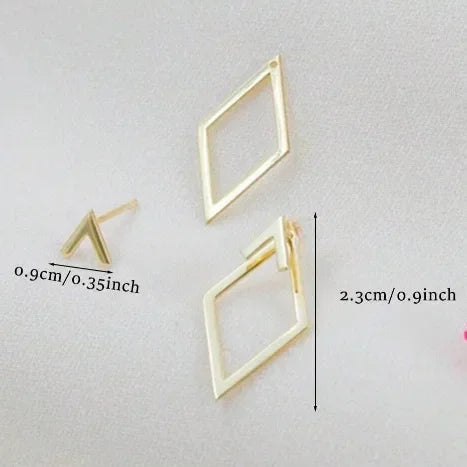 Chic Retro Minimalistische Geometrische Vierkante Afneembare Driehoek Stud Oorbellen - Perfecte Mode Accessoires voor Vrouwen & Ideale Feestcadeaus!