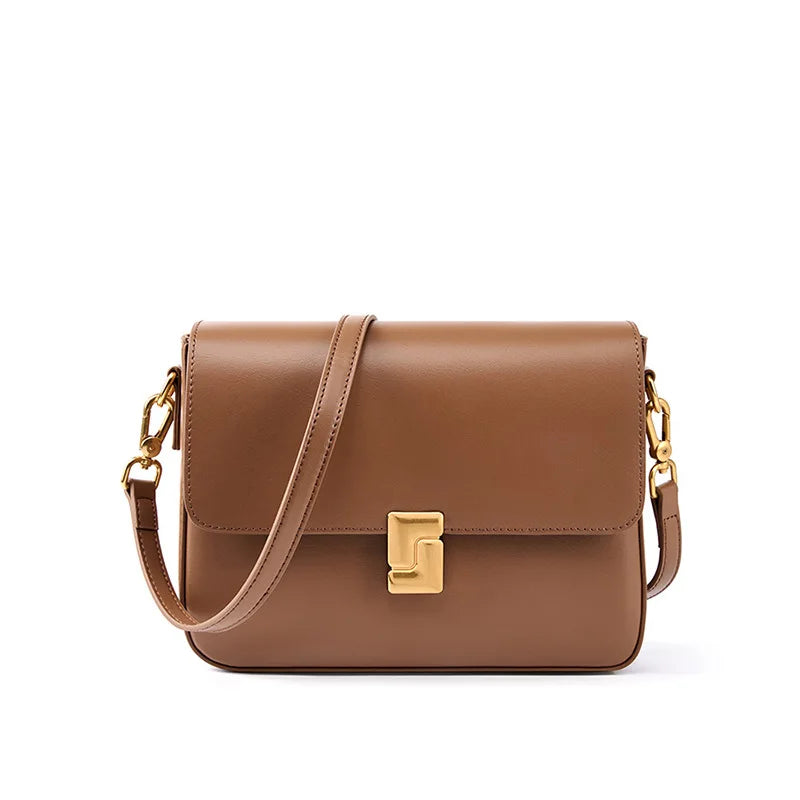 Stijlvolle Dames Echt Leren Schoudertas - Premium Rundslederen Crossbody Essentials