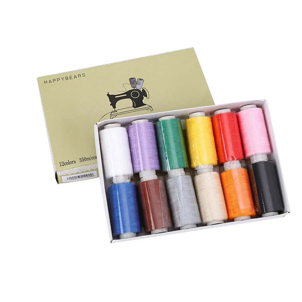 Lot de 12 bobines fil couture polyester 350 m couture main machine DIY mercerie