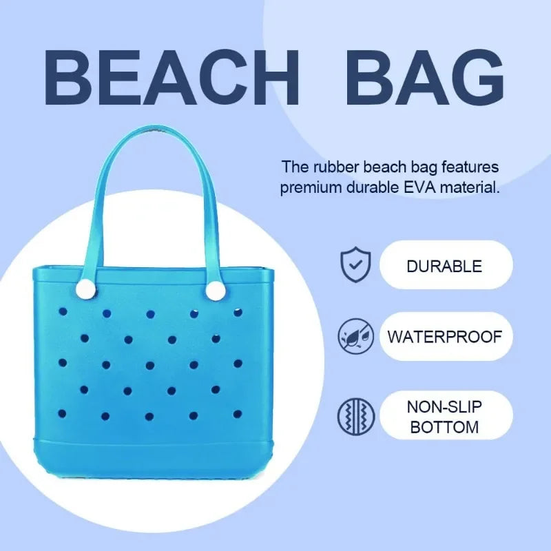 Stijlvolle Grote Eva Strandtas - Perfect voor Moeders! Veelzijdige Luiertassenopslag, Zomer Rubber Tote, en Effen Kleur Jelly Strandorganizer voor Al Je Essentiële Spullen.