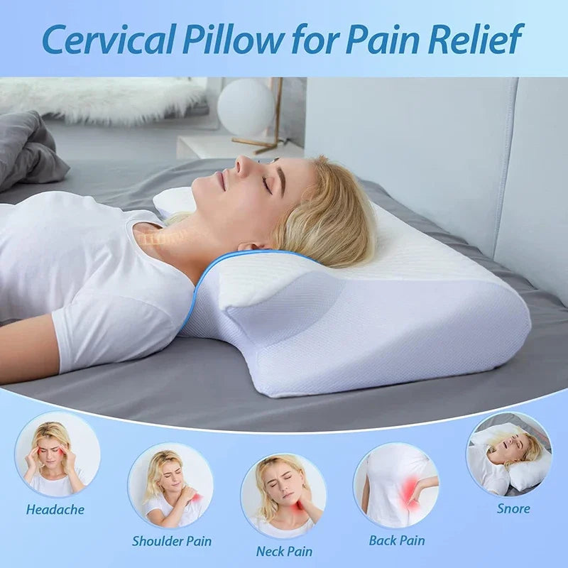 Deluxe 2-in-1 Ergonomisch Geheugenfoam Cervicale Kussen voor Ultieme Nekpijnverlichting - Gecontourd Orthopedisch Steunkussen